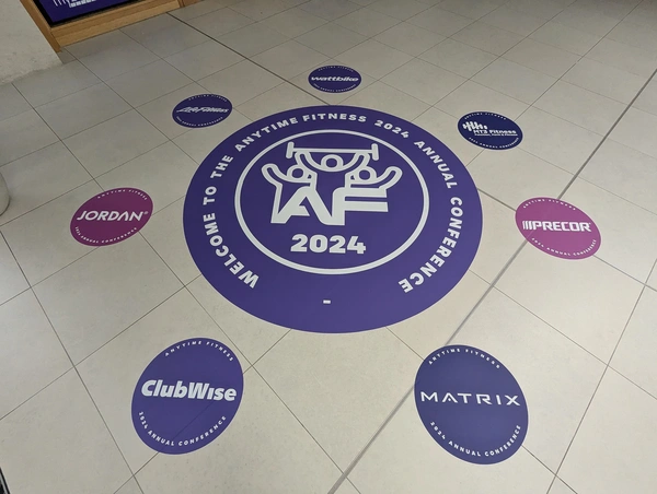 Temporary floor graphics to tiled floor